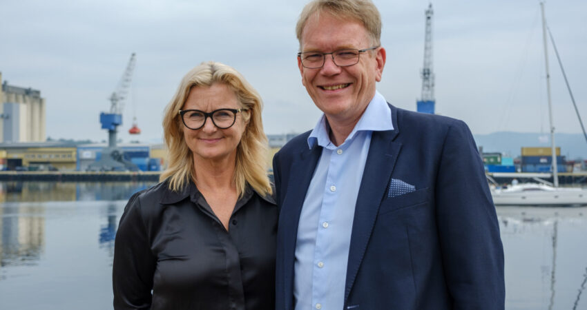 Styreleder i Drammen Havn Ann-Christin Andersen og havnedirektør Arne Fosen.